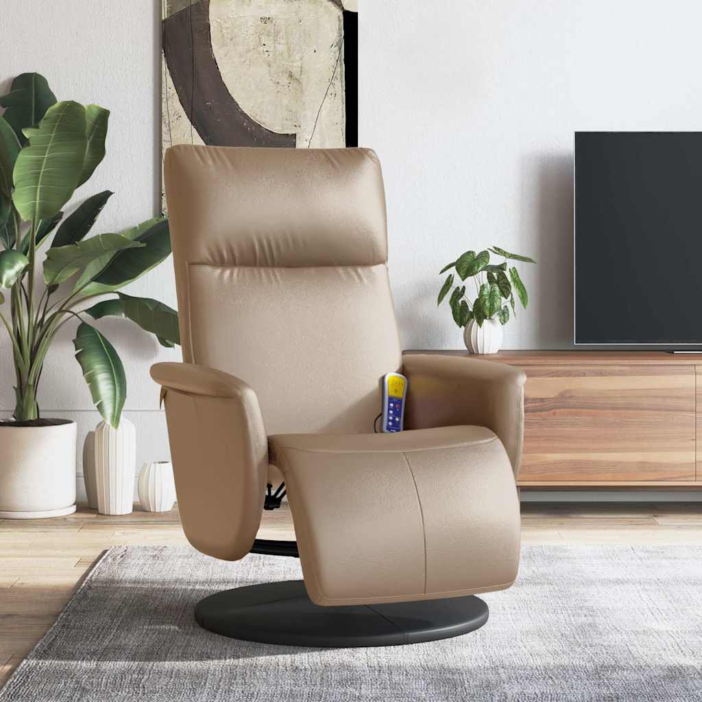 Poltrona Reclinabile Massaggi Poggiapiedi Cappuccino Similpelle | homemem39