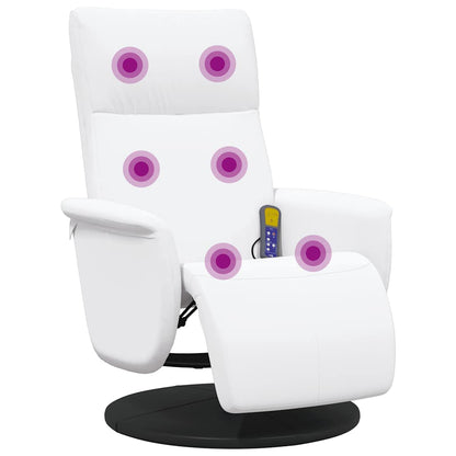 Poltrona Reclinabile Massaggiante Poggiapiedi Bianca Similpelle - homemem39