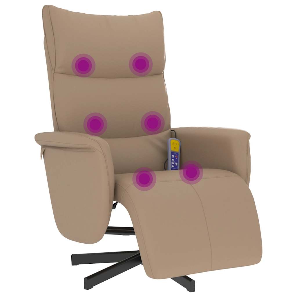 Poltrona Reclinabile Massaggi Poggiapiedi Cappuccino Similpelle | homemem39