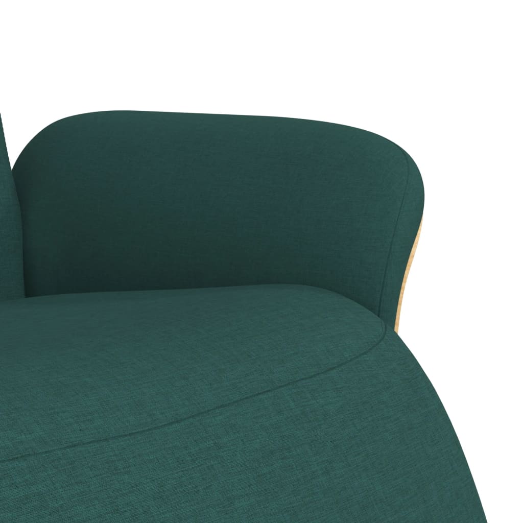 Poltrona Reclinabile con Poggiapiedi Verde Scuro in Tessuto