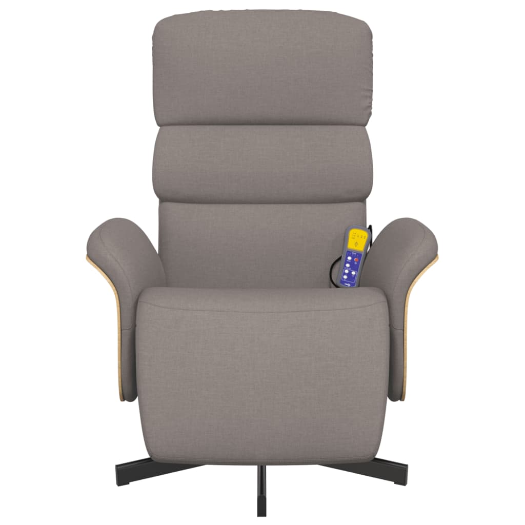 Poltrona Reclinabile Massaggiante Poggiapiedi Tortora Tessuto - homemem39