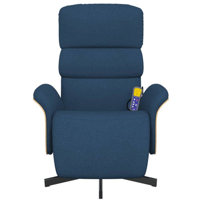 Poltrona Reclinabile Massaggiante con Poggiapiedi Blu Tessuto - homemem39