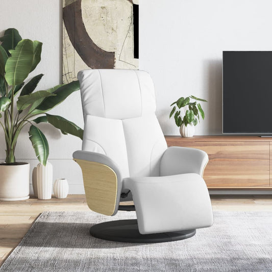 Poltrona Reclinabile con Poggiapiedi Bianca in Similpelle - homemem39