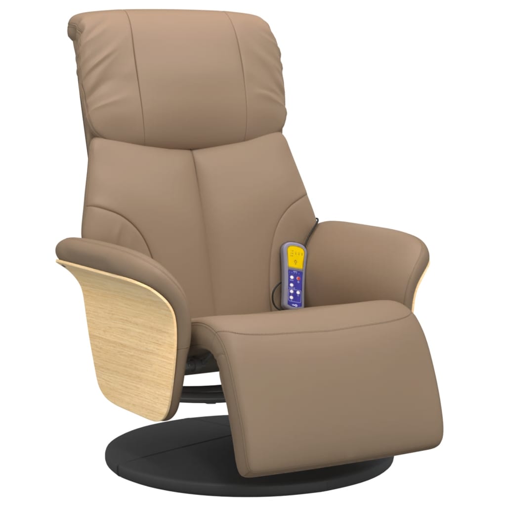 Poltrona Reclinabile Massaggi Poggiapiedi Cappuccino Similpelle