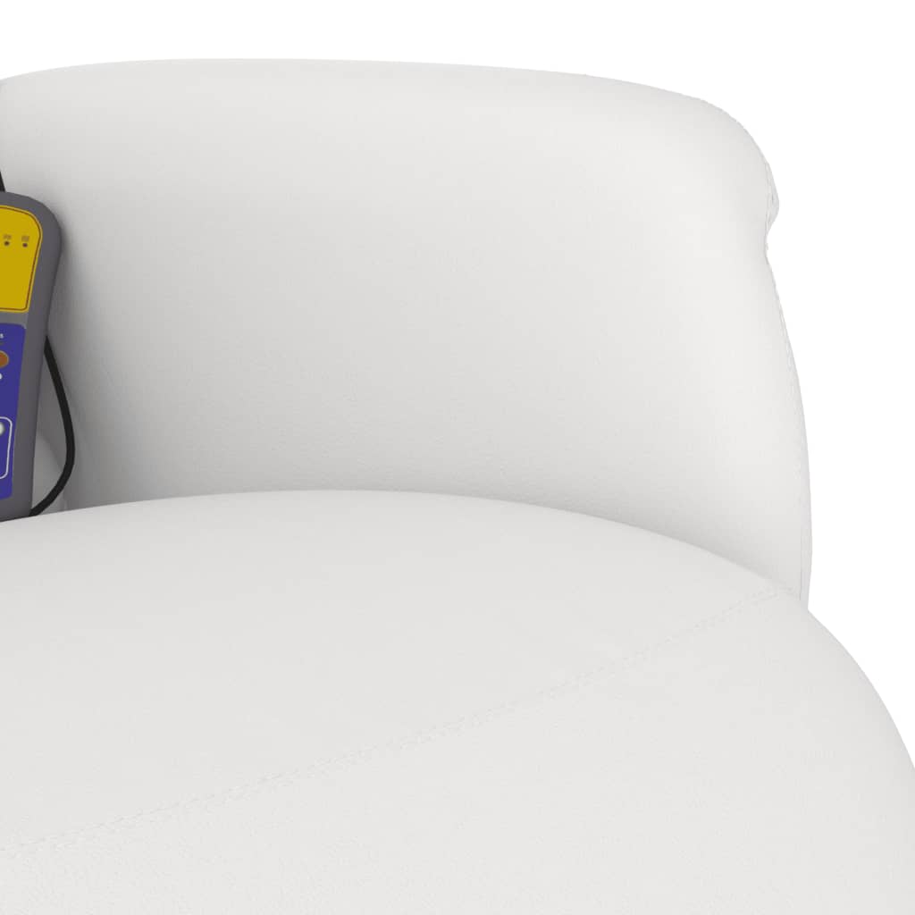 Poltrona Reclinabile Massaggiante Poggiapiedi Bianca Similpelle - homemem39