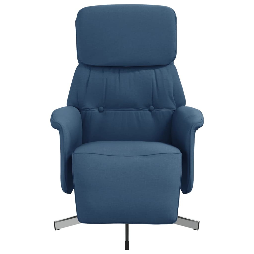 Poltrona Reclinabile con Poggiapiedi Blu in Tessuto | homemem39