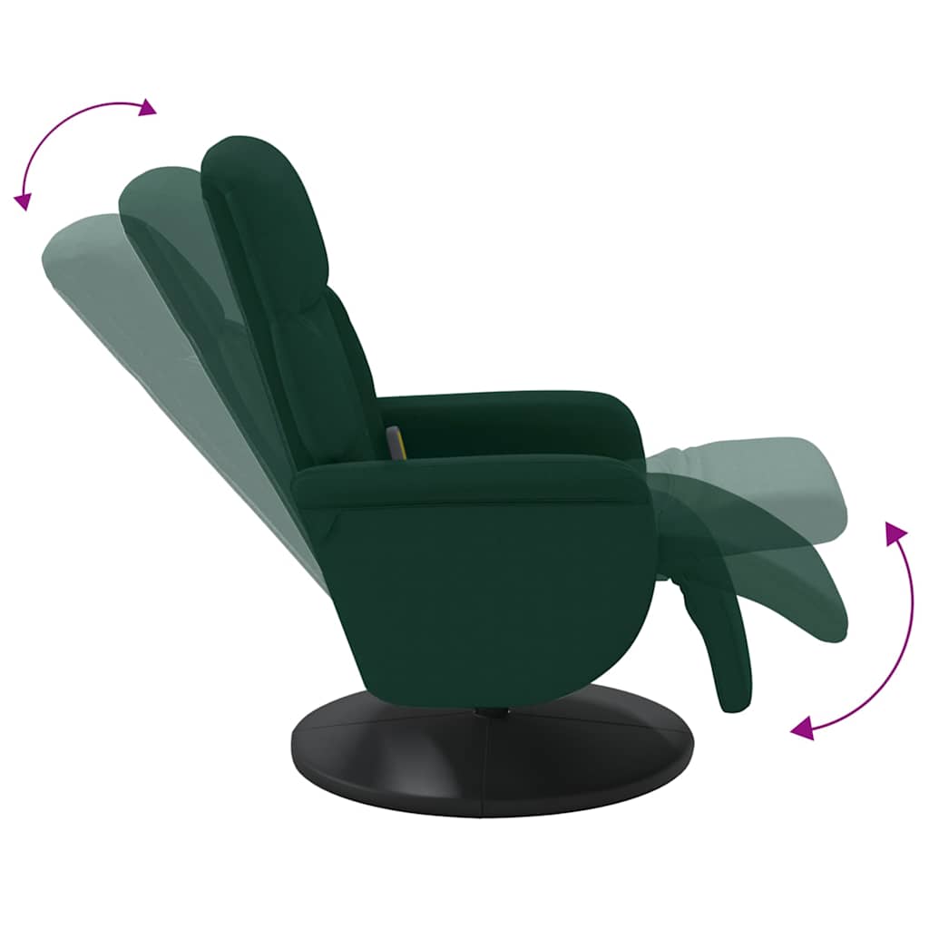 Poltrona Reclinante Massaggio Poggiapiedi Verde Scuro Velluto | homemem39