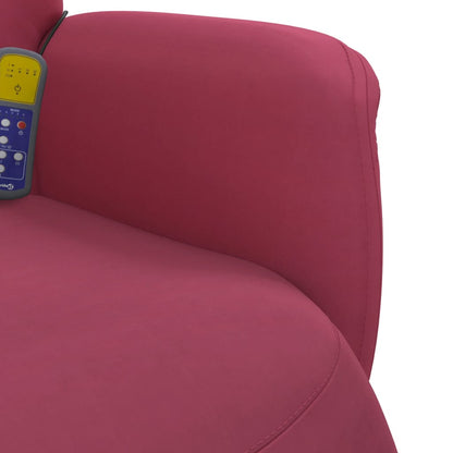 Poltrona Reclinante Massaggiante Poggiapiedi Rosso Vino Velluto - homemem39