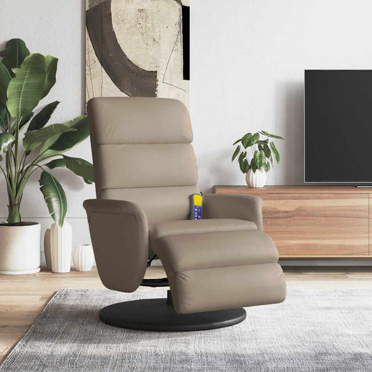 Poltrona Reclinabile Massaggi Poggiapiedi Cappuccino Similpelle