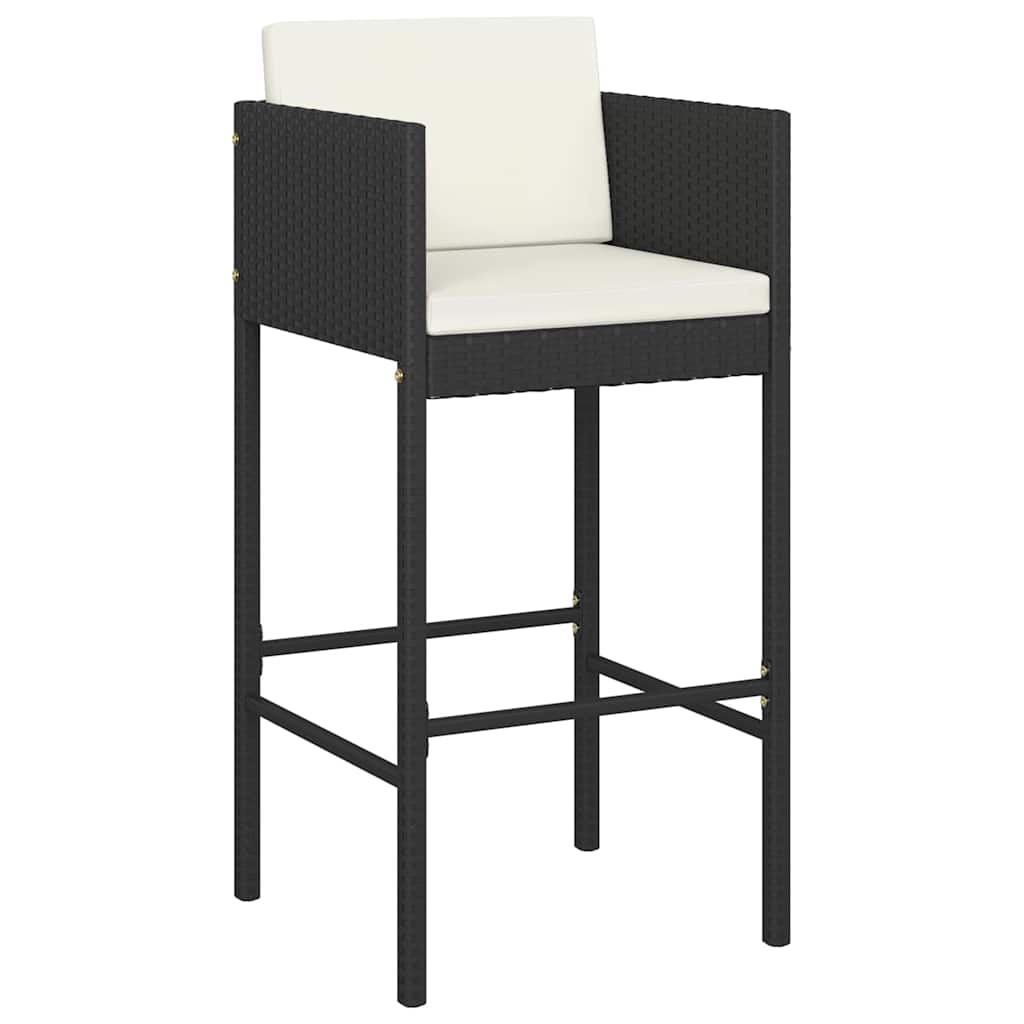 Set Bar da Giardino 5 pz con Cuscini in Polyrattan Nero | homemem39