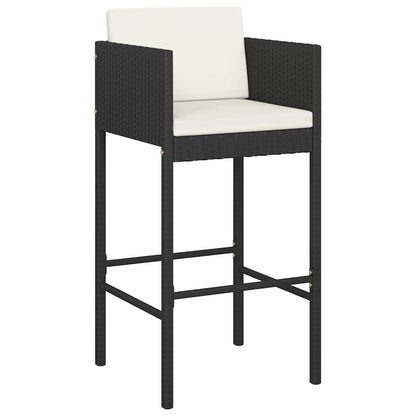 Set Bar da Giardino 5 pz con Cuscini in Polyrattan Nero | homemem39