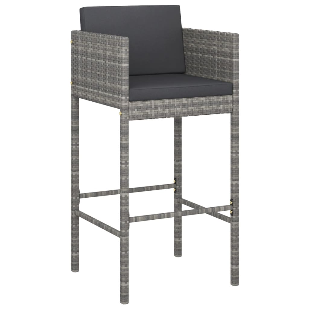 Set Bar da Giardino 5 pz con Cuscini in Polyrattan Grigio | homemem39