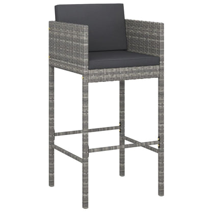 Set Bar da Giardino 5 pz con Cuscini in Polyrattan Grigio | homemem39