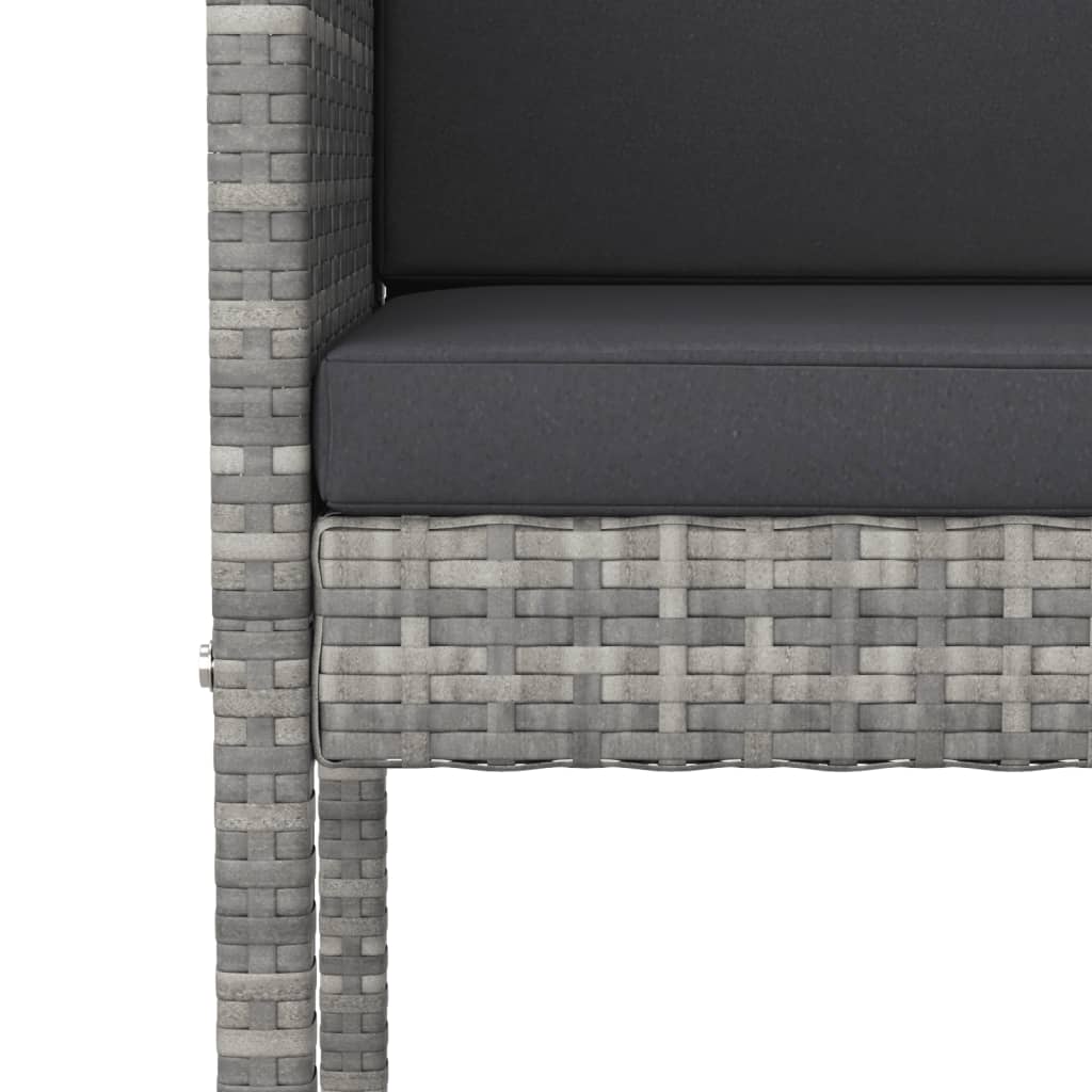 Set Bar da Giardino 5 pz con Cuscini in Polyrattan Grigio | homemem39