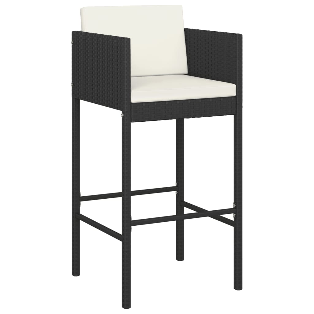 Set Bar da Giardino 5 pz con Cuscini in Polyrattan Nero | homemem39
