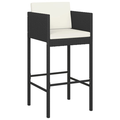 Set Bar da Giardino 5 pz con Cuscini in Polyrattan Nero | homemem39