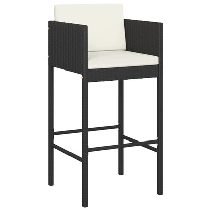 Set Bar da Giardino 5 pz con Cuscini in Polyrattan Nero | homemem39