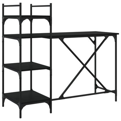 Scrivania per Computer con Scaffali Nera 120x47x109 cm - homemem39