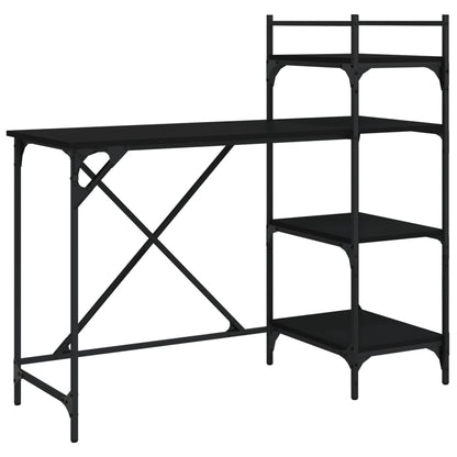 Scrivania per Computer con Scaffali Nera 120x47x109 cm - homemem39
