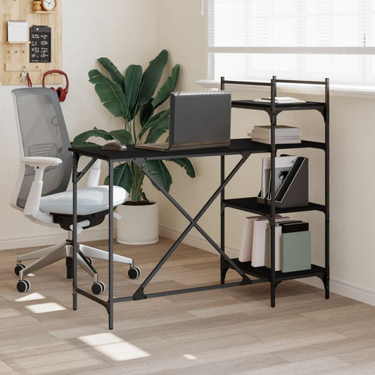 Scrivania per Computer con Scaffali Nera 120x47x109 cm - homemem39