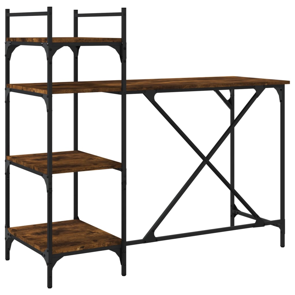 Scrivania per Computer con Scaffali Rovere Fumo 120x47x109 cm - homemem39