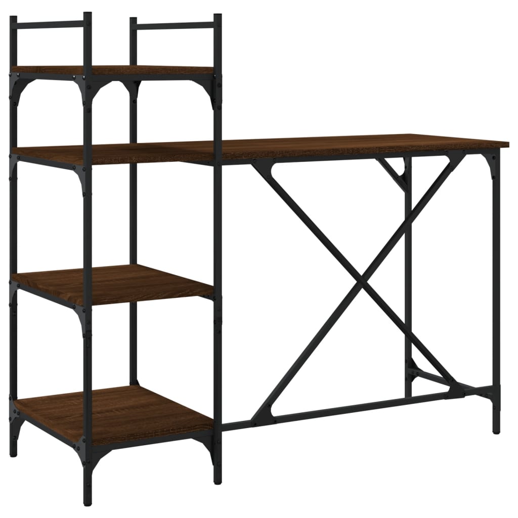 Scrivania per Computer con Scaffali Rovere Marrone 120x47x109cm - homemem39