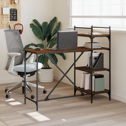 Scrivania per Computer con Scaffali Rovere Marrone 120x47x109cm - homemem39