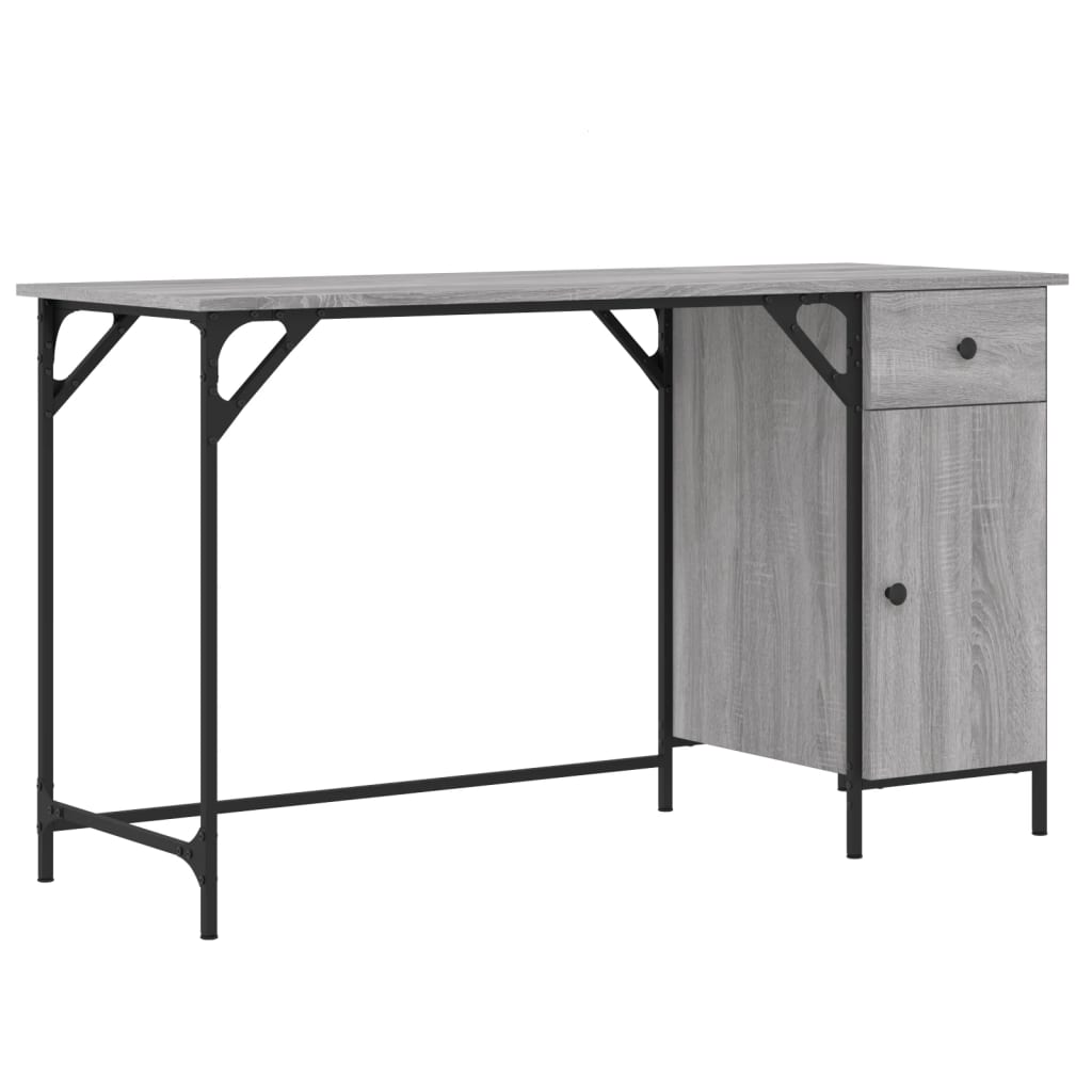 Scrivania Computer Grigio Sonoma 131x48x75 cm Legno Multistrato