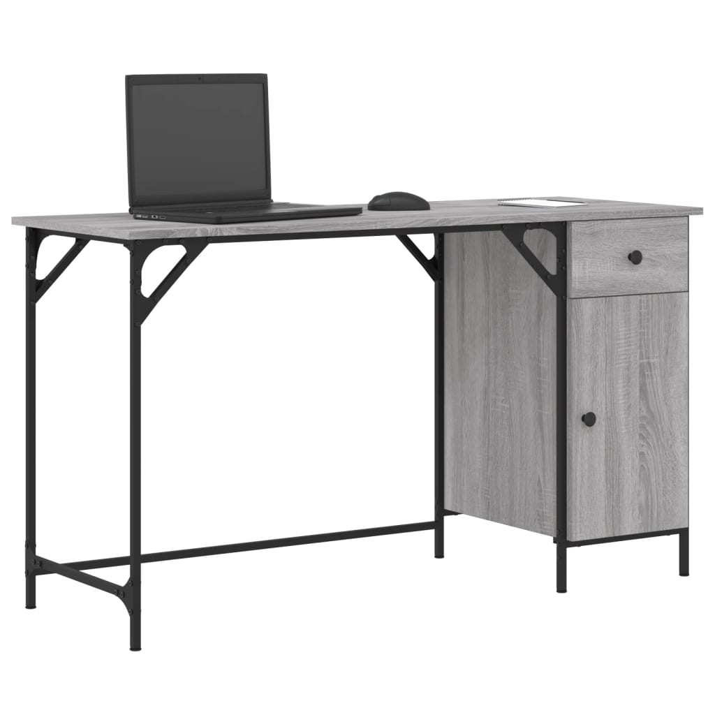 Scrivania Computer Grigio Sonoma 131x48x75 cm Legno Multistrato