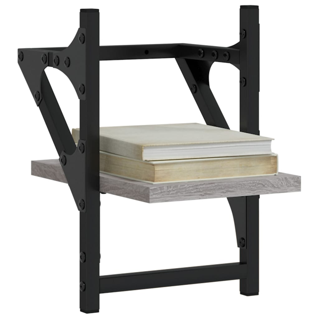 Mensole a Parete con Aste 2pz Grigio Sonoma 20x25x30 cm | homemem39