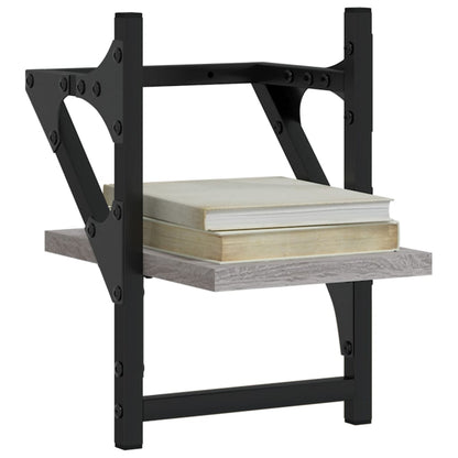 Mensole a Parete con Aste 2pz Grigio Sonoma 20x25x30 cm | homemem39