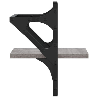Mensole a Parete con Aste 2pz Grigio Sonoma 20x25x30 cm | homemem39