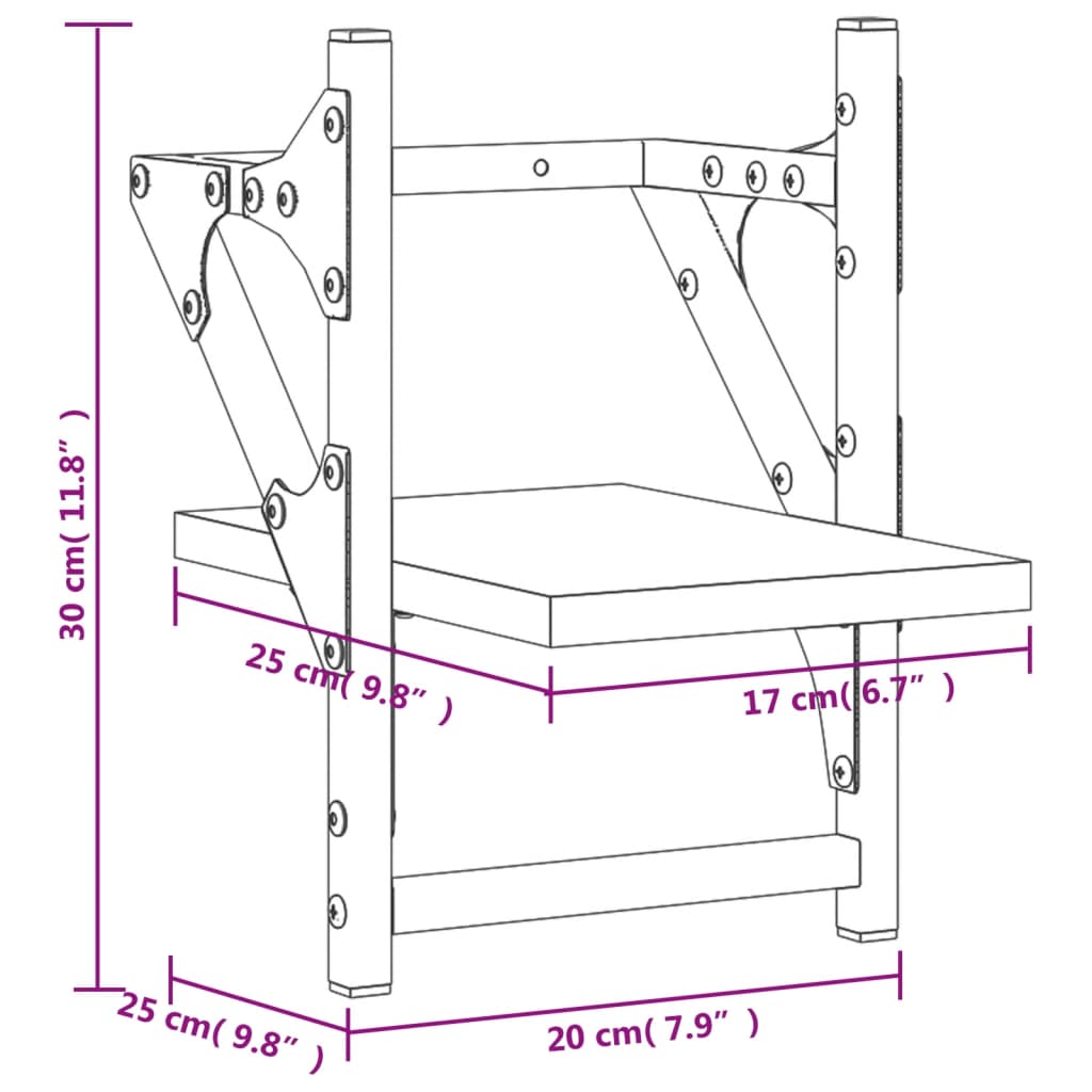 Mensole a Parete con Aste 2pz Rovere Marrone 20x25x30 cm | homemem39