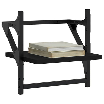 Mensole da Parete con Aste 2 pz Nere 30x25x30 cm | homemem39