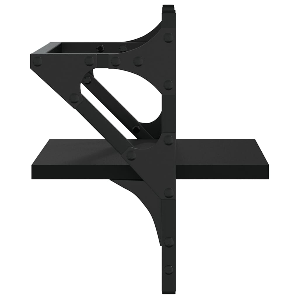 Mensole da Parete con Aste 2 pz Nere 30x25x30 cm | homemem39