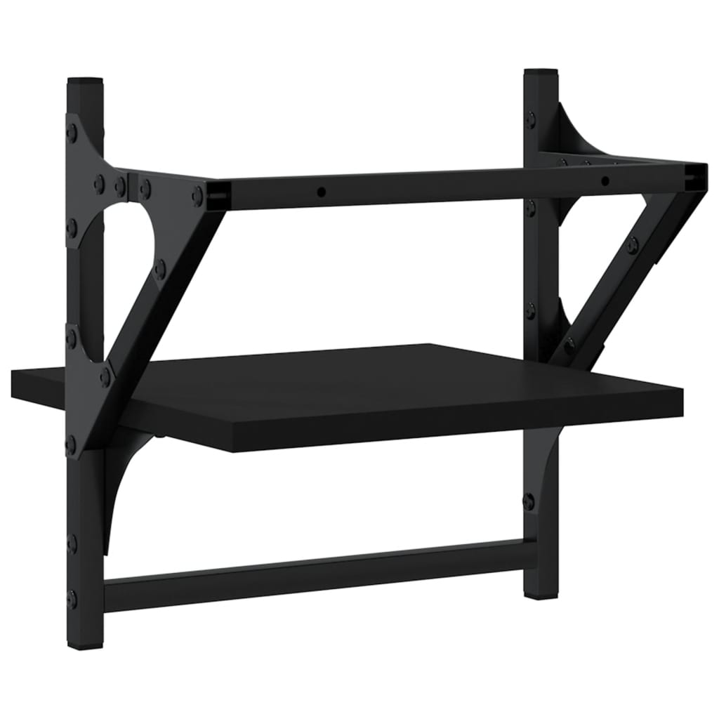 Mensole da Parete con Aste 2 pz Nere 30x25x30 cm | homemem39