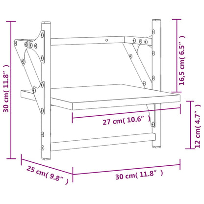 Mensole da Parete con Aste 2 pz Nere 30x25x30 cm