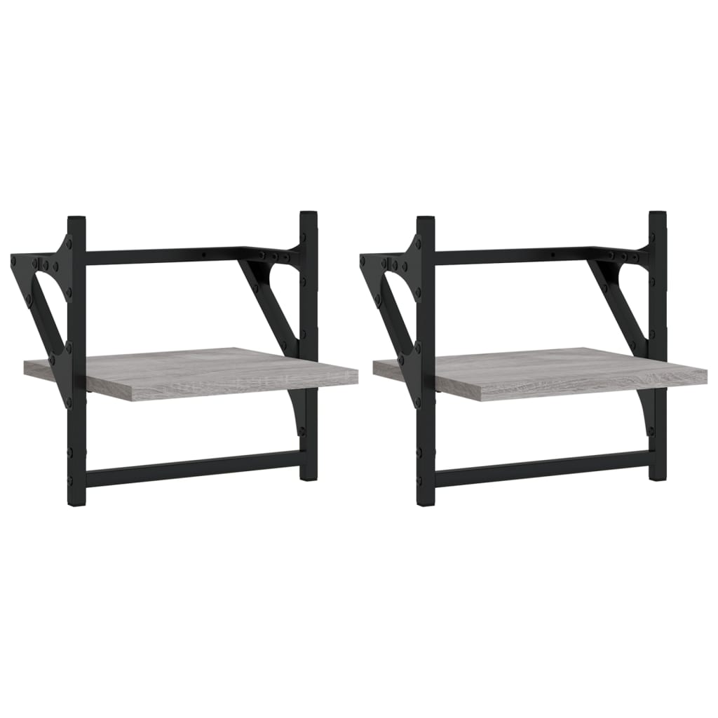 Mensole a Parete con Aste 2pz Grigio Sonoma 30x25x30 cm | homemem39