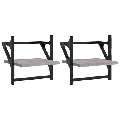 Mensole a Parete con Aste 2pz Grigio Sonoma 30x25x30 cm | homemem39