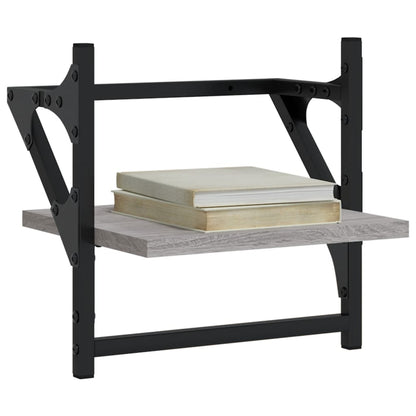 Mensole a Parete con Aste 2pz Grigio Sonoma 30x25x30 cm | homemem39