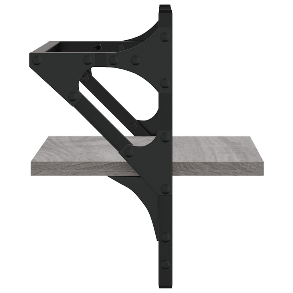 Mensole a Parete con Aste 2pz Grigio Sonoma 30x25x30 cm | homemem39