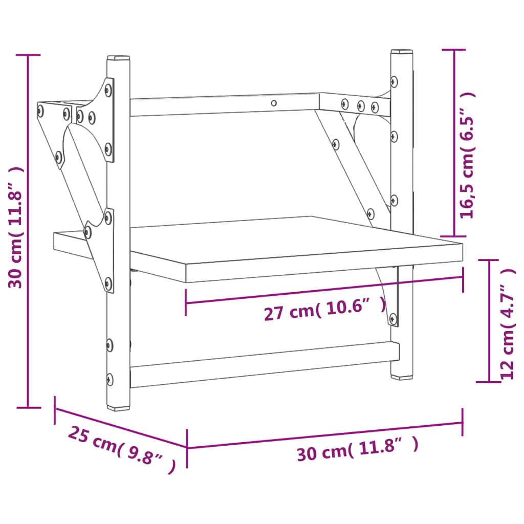 Mensole a Parete con Aste 2pz Grigio Sonoma 30x25x30 cm | homemem39