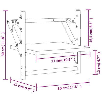 Mensole a Parete con Aste 2pz Grigio Sonoma 30x25x30 cm | homemem39