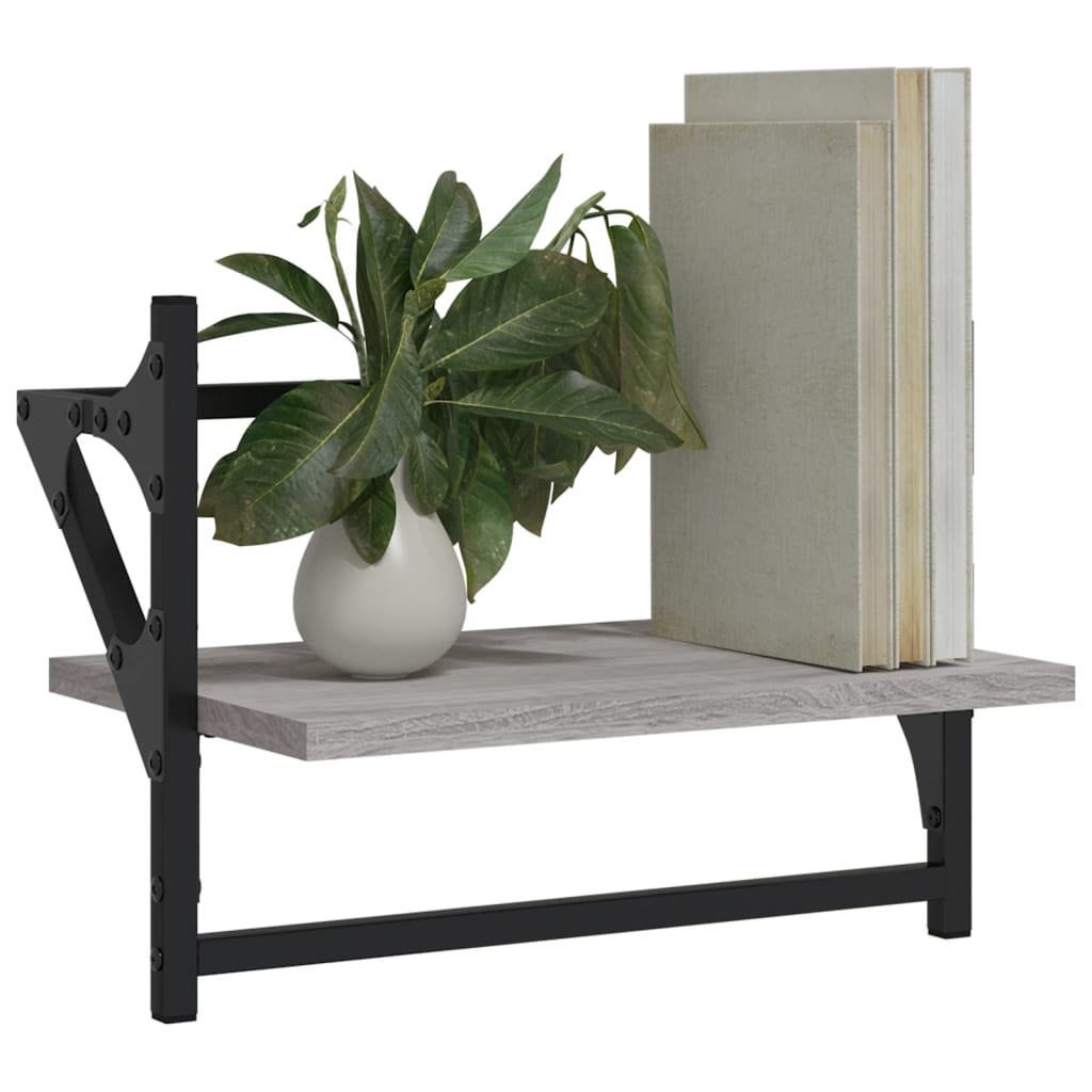 Mensole a Parete con Aste 2pz Grigio Sonoma 40x25x30 cm | homemem39
