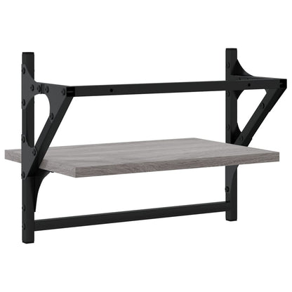 Mensole a Parete con Aste 2pz Grigio Sonoma 40x25x30 cm | homemem39