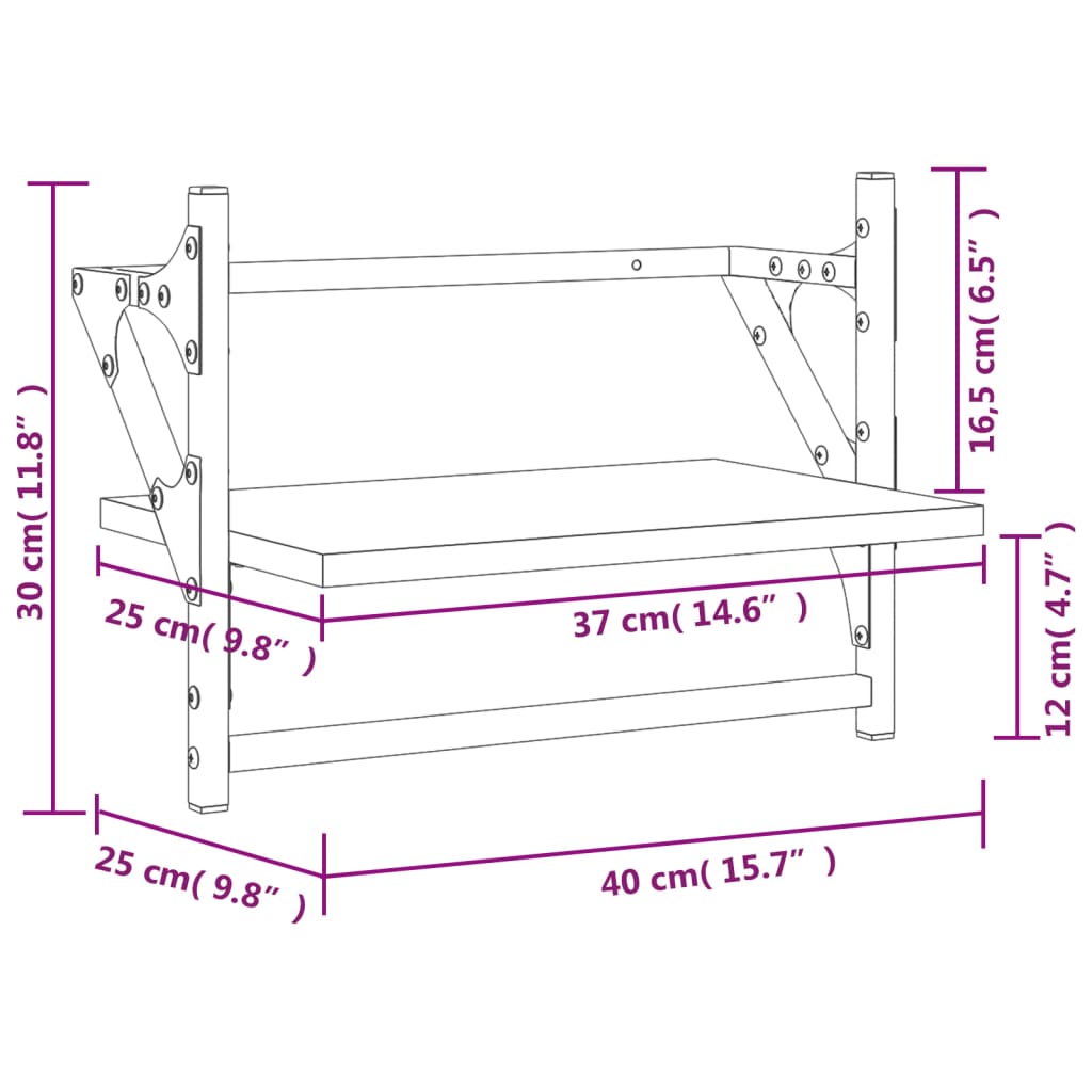Mensole a Parete con Aste 2pz Grigio Sonoma 40x25x30 cm | homemem39