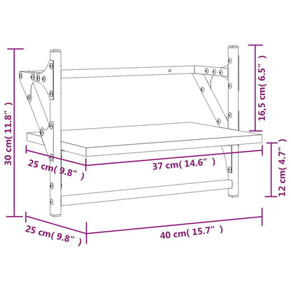 Mensole a Parete con Aste 2pz Grigio Sonoma 40x25x30 cm | homemem39