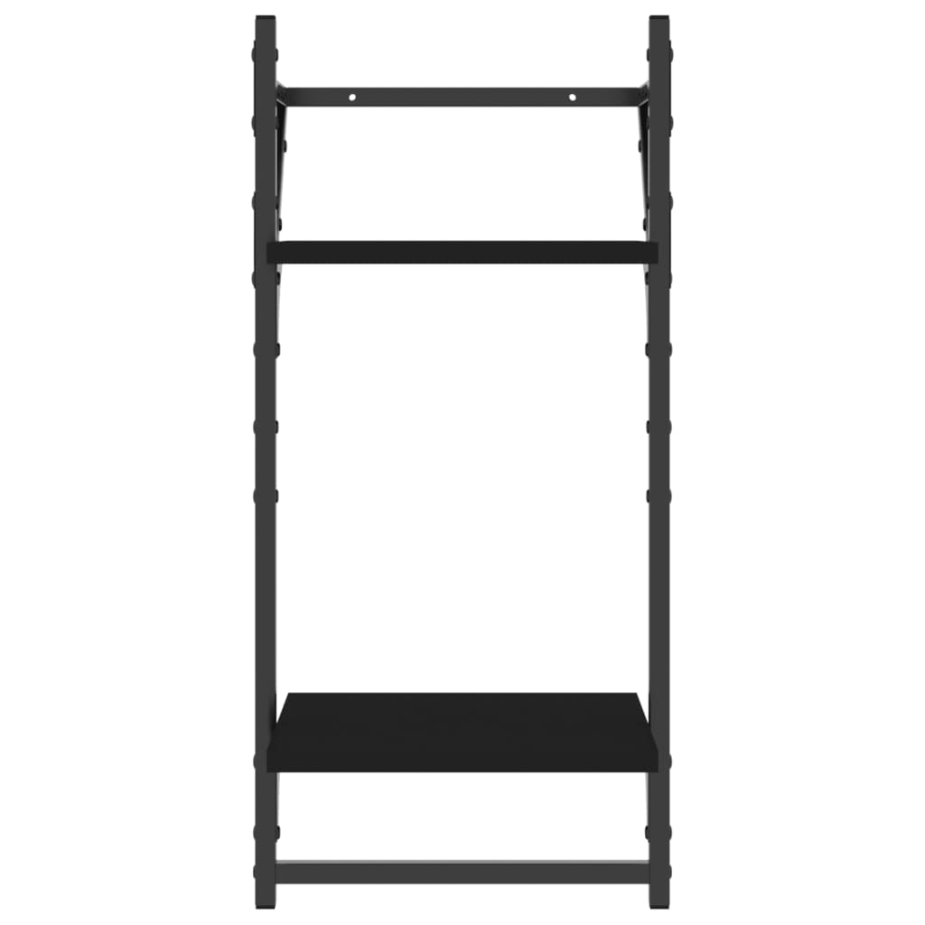 Mensole da Parete 2 Livelli con Aste 2 pz Nere 30x25x65 cm | homemem39