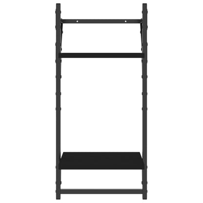 Mensole da Parete 2 Livelli con Aste 2 pz Nere 30x25x65 cm | homemem39