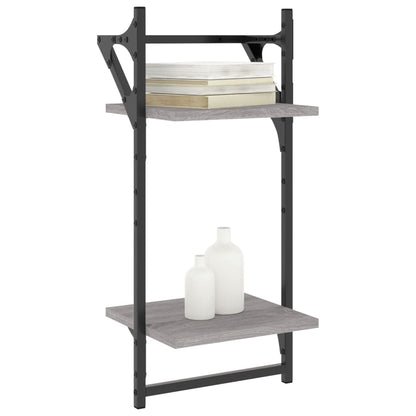 Mensole a Parete con Aste 2pz Grigio Sonoma 30x25x65 cm | homemem39